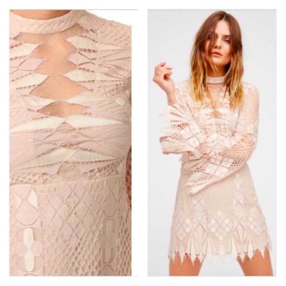 NWT Free People Art Deco Mesh Mini Dress - Picture 1 of 8